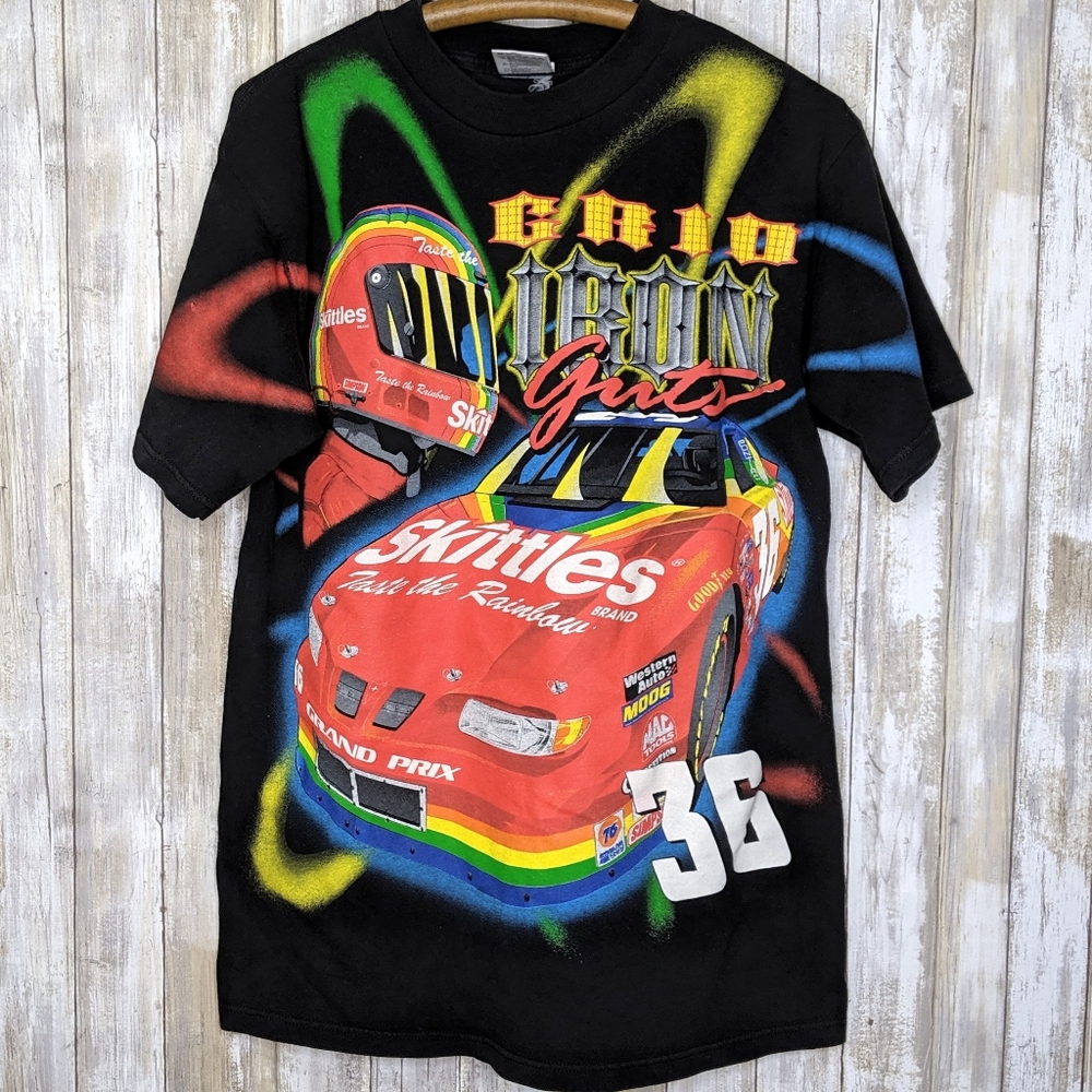 Vtg Nascar Irvan All Over T Shirt Skittles Large - Picture 1 of 8